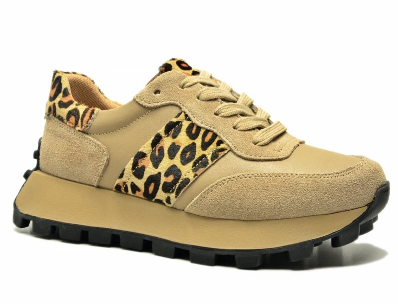 Półbuty sneakersy 40 skóra FILIPPO 7112 beżowe skórzane zamsz beż