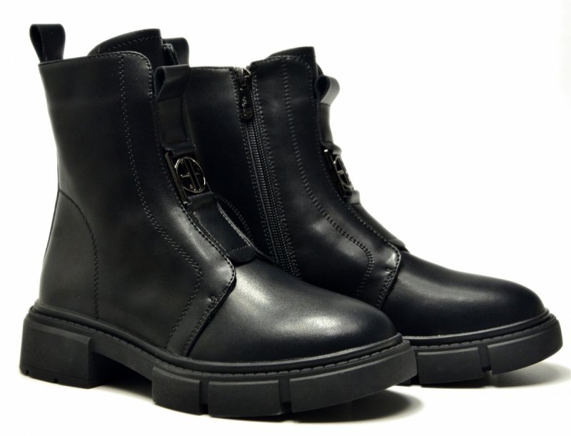 Botki 40 skóra FILIPPO 6524 czarne skórzane damskie 