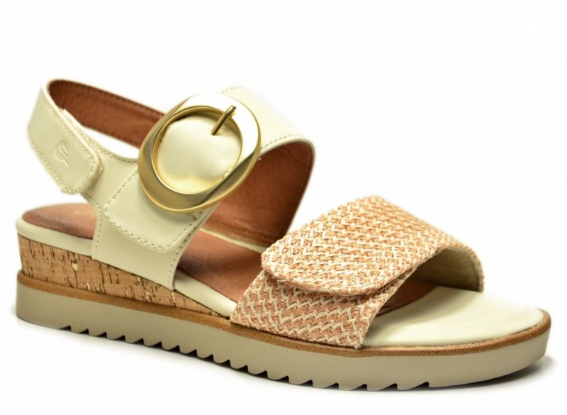 Sandały beż 37 JANA 28776 na platformie koturnie beżowe kremowe