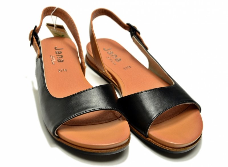 Sandały czarne 38 JANA 28160 sandałki płaskie brązowe