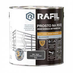 Rafil Na Rdzę 2,5L SZARY GRAFIT-OWY RAL7024 MAT farba szybkoschnąca szara antykorozyjna gruntoemalia do stali żeliwa