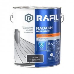 Radach 10L Szary GRAFIT-OWY RAL7024 PÓŁMAT farba na dach Rafil ocynk stal aluminium 