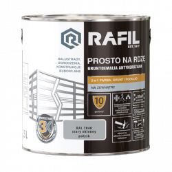 Rafil Na Rdzę 2,5L SZARY OKIENNY RAL7040 POŁYSK farba szybkoschnąca szara antykorozyjna gruntoemalia do stali żeliwa