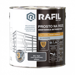 Rafil Na Rdzę 2,5L SZARY GRAFIT-OWY RAL7024 PÓŁMAT farba szybkoschnąca antykorozyjna gruntoemalia do stali żeliwa