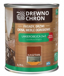 Drewnochron 2w1 Lakierobejca KASZTAN 0,75L do drewna szybkoschnąca wodna wewnętrzna zewnętrzna podbitki altanki