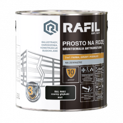 Rafil Na Rdzę 2,5L CZARNY RAL9005 MAT farba szybkoschnąca antykorozyjna gruntoemalia do stali żeliwa