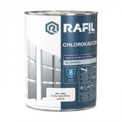 Rafil Chlorokauczuk 0,9L Biały Sygnałowy RAL9003 biała farba metalu betonu emalia chlorokauczukowa