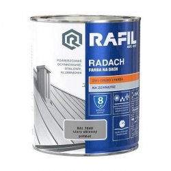 Radach 0,75L Szary Okienny RAL7040 PÓŁMAT farba na dach Rafil  ocynk stal aluminium 