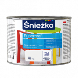 Śnieżka Emalia Akrylowa 0,4L BIAŁY A500 MAT Biała Farba Supermal wodna szybkoschnąca