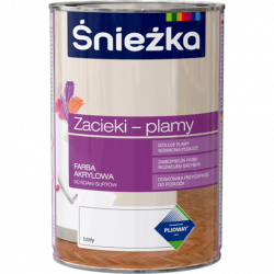 Śnieżka Farba Na Zacieki i Plamy 1L zacieków wodnych sadzy nikotynie plam do BIAŁA akrylowa
