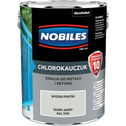 Chlorokauczuk 5L RAL7035 SZARY JASNY Nobiles farba do metalu betonu szara emalia stali żeliwa