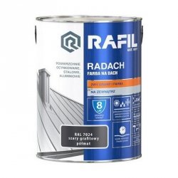 Radach 5L Szary GRAFIT-OWY RAL7024 PÓŁMAT farba na dach Rafil ocynk stal aluminium 