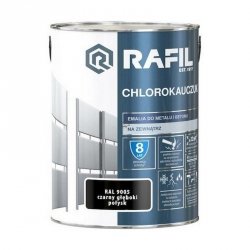 Rafil Chlorokauczuk 5L Czarny Głęboki RAL9005 czarna farba metalu betonu emalia chlorokauczukowa 