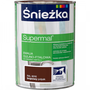 Śnieżka Olejna BRĄZ-OWY RAL8016 brązowa 0,8L Supermal farba olejno-ftalowa drewna metalu emalia połysk