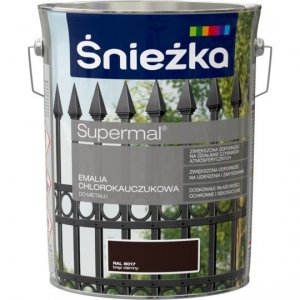 Śnieżka Chlorokauczuk BRĄZ-OWY CIEMNY RAL8017 5L farba emalia chlorokauczukowa Supermal BRĄZ-OWY-OWY