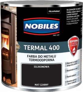 Nobiles Termal 400 CZARNY 0,2L termoodporna farba silikonowa MAT czarna