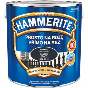 Hammerite Na Rdzę 2,5L GRAFIT-OWY RAL7016 POŁYSK hamerite farba szybkoschnąca antykorozyjna gruntoemalia