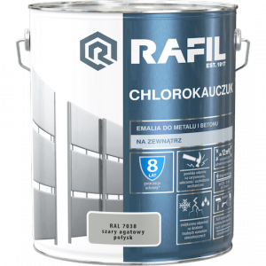 Rafil Chlorokauczuk 10L Szary Agatowy RAL7038 szara farba metalu betonu emalia chlorokauczukowa