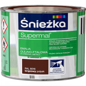 Śnieżka Olejna BRĄZ-OWY RAL8016 brązowa 0,2L Supermal farba olejno-ftalowa drewna metalu emalia połysk