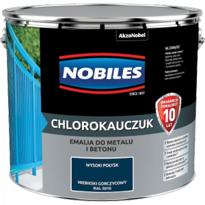 Chlorokauczuk 10L RAL5010 NIEBIESKI GORCZYCOWY Nobiles farba metalu betonu emalia stali żeliwa
