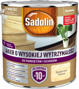 Sadolin Lakier Do Parkietów Schodów PÓŁMAT 2,5L podłóg szybkoschnący o wysokiej wytrzymałości wodny drewna Diamond intensywnie eksploatowanych