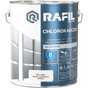 Rafil Chlorokauczuk 10L Biały Sygnałowy RAL9003 biała farba metalu betonu emalia chlorokauczukowa