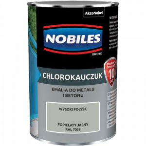 Chlorokauczuk 0,9L RAL7038 POPIELATY JASNY Nobiles farba metalu betonu emalia stali żeliwa