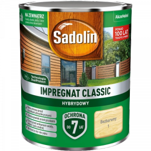 Sadolin Classic impregnat 0,75L BEZBARWNY 1 do drewna clasic Hybrydowy płotów altanek fasad