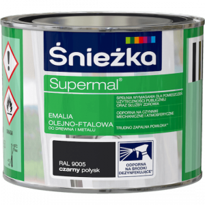 Śnieżka Olejna CZARNY RAL9005 czarna 0,2L Supermal farba olejno-ftalowa drewna metalu emalia połysk