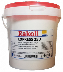 Rakoll Express 25D 1kg Klej do twardego drewna klejenie na styk i blokowe do twardych i miękkich gatunków