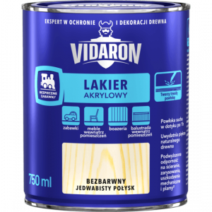 Vidaron Lakier akrylowy BEZBARWNY POŁYSK 0,75L wodny szybkoschnący boazerii  