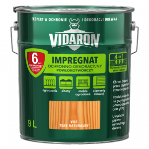 Vidaron Impregnat 9L V05 Teak Naturalny tik tek do drewna powłokotwórczy ochronny ogrodzeń altan elewacji ochronny