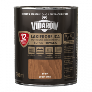 Vidaron SUPER TRWAŁA Lakierobejca 0,75L ST07 Złoty Dąb do drewna 2w1 wodna szybkoschnąca