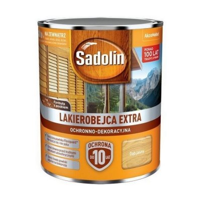 Sadolin Extra lakierobejca 0,75L DĄB JASNY 57 PÓŁMAT do drewna fasad domków okien drzwi