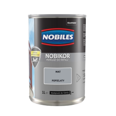 Nobikor 1L POPIELATY unikor podkład minia farba antykorozyjna Nobiles emalia