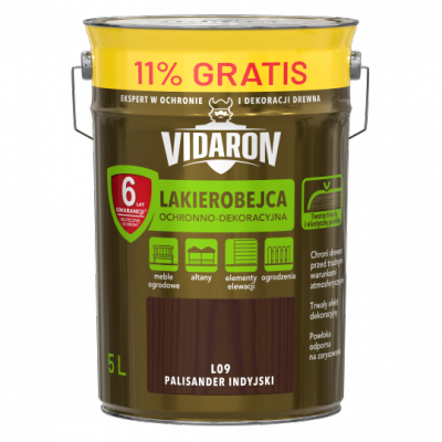 Vidaron Lakierobejca 4,5L + 0,5L L09 Palisander Indyjski do drewna ochronno-dekoracyjna połysk