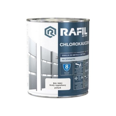 Rafil Chlorokauczuk 0,75L Biały Sygnałowy RAL9003 biała farba metalu betonu emalia chlorokauczukowa