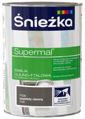 Śnieżka Olejna POPIELATY CIEMNY MAT F106 szara 0,8L Supermal farba olejno-ftalowa drewna metalu emalia