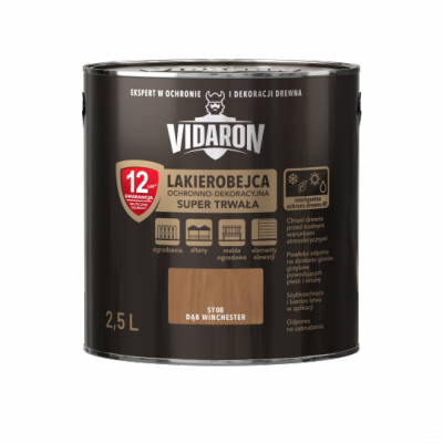 Vidaron SUPER TRWAŁA Lakierobejca 2,5L ST08 Dąb Winchester do drewna 2w1 wodna szybkoschnąca