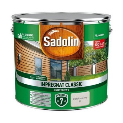 Sadolin Classic impregnat 9L BIAŁY KREMOWY 99 do drewna clasic Hybrydowy płotów altanek fasad
