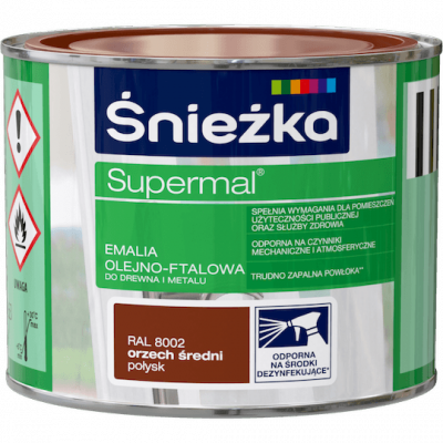 Śnieżka Olejna ORZECH ŚREDNI RAL8002 0,2L Supermal farba olejno-ftalowa drewna metalu emalia połysk