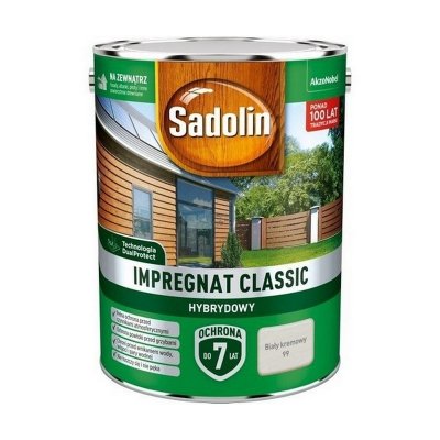 Sadolin Classic impregnat 4,5L BIAŁY KREMOWY 99 do drewna clasic Hybrydowy płotów altanek fasad