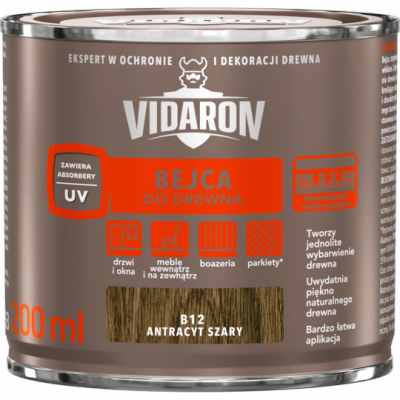 Vidaron Bejca 0,2L B12 ANTRACYT-OWY SZARY do drewna