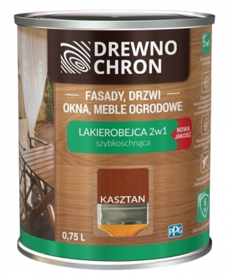 Drewnochron 2w1 Lakierobejca KASZTAN 0,75L do drewna szybkoschnąca wodna wewnętrzna zewnętrzna podbitki altanki