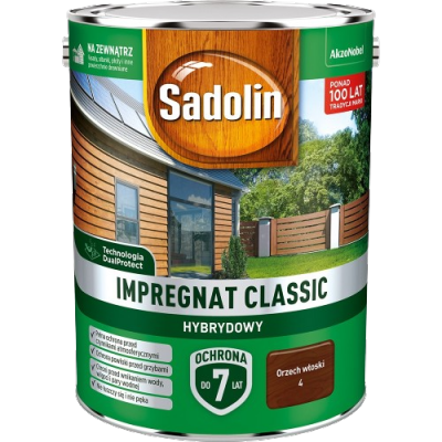 Sadolin Classic impregnat 4,5L ORZECH WŁOSKI 4 do drewna clasic Hybrydowy płotów altanek fasad