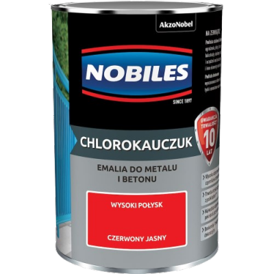 Chlorokauczuk 0,9L CZERWONY JASNY Nobiles farba metalu betonu emalia stali żeliwa
