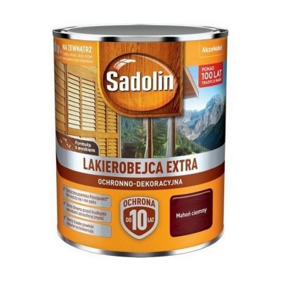 Sadolin Extra lakierobejca 0,75L MAHOŃ CIEMNY 30 PÓŁMAT do drewna fasad domków okien drzwi