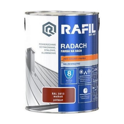 Radach 5L Mahoń RAL3013 PÓŁMAT farba na dach Rafil ocynk stal aluminium 