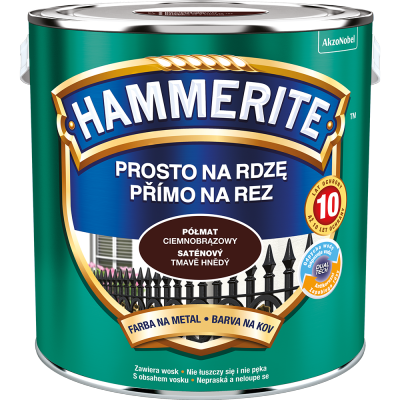 Hammerite Na Rdzę 2,5L CIEMNO-BRĄZ-OWY PÓŁMAT hamerite farba szybkoschnąca antykorozyjna gruntoemalia