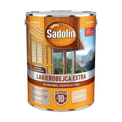 Sadolin Extra lakierobejca 10L BEZBARWNY 1 PÓŁMAT do drewna fasad domków okien drzwi